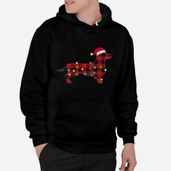 Dachshund Christmas Lights Funny Red Plaid Dog Dad Mom Sweatshirt Hoodie | Crazezy