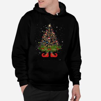 Dachshund Christmas Tree Lights Funny Santa Hat Dog Lover Hoodie | Crazezy