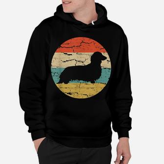 Dachshund Long Haired Dog Vintage Mom Dad Retro Gift Hoodie | Crazezy CA