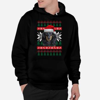 Dachshund Ugly Christmas Santa Hat Doxie Dog Xmas Gift Sweatshirt Hoodie | Crazezy