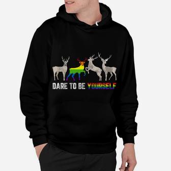Dare To Be Yourself Elk Lgbt-Q Gay Pride Christmas Gifts Hoodie | Crazezy AU