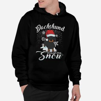 Daschund Through The Snow Dog Lovers Festive Sweatshirt Hoodie | Crazezy