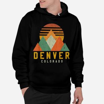 Denver Colorado - Vintage Retro Mountains Souvenir Gift Hoodie | Crazezy CA