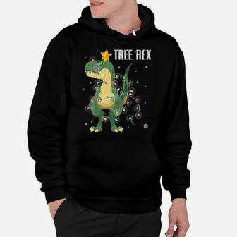 Dinosaur With Christmas Lights Dancing Snow Tree Xmas Rex Hoodie | Crazezy AU