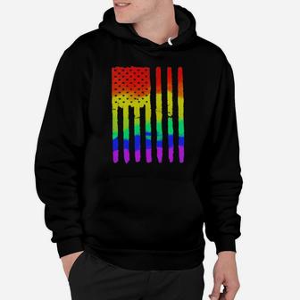 Distressed Rainbow American Flag Gay Pride Patriot Us Hoodie - Monsterry