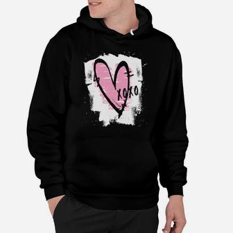 Distressed Xoxo Pink Heart Hoodie - Monsterry