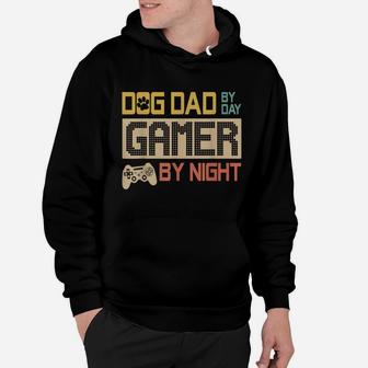 Dog Dad By Day Gamer By Night Vintage Hoodie | Crazezy
