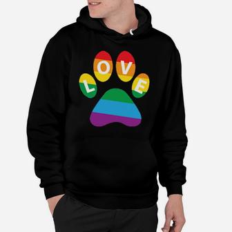 Dog Paw Lgbt Supporter Rainbow Paw Print Lgbt Pride Hoodie - Monsterry