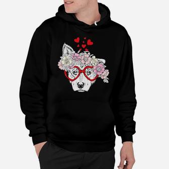 Dog Puppy Sunglasses Flowers Heart Cute Dog Valentine Gift Classic Women Hoodie - Monsterry