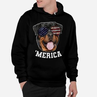 Dog Rottweiler American Flag Sunglasses 4Th Of July 'Merica Hoodie | Crazezy