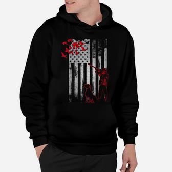 Duck Hunting With Dog Hunters Daddy Gift American Usa Flag Hoodie | Crazezy AU