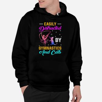 Easily Distracted By Gymnastics And Cats Gymnast Cat Lovers Hoodie | Crazezy