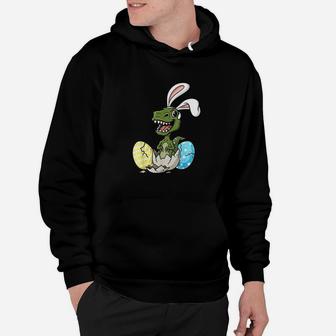 Easter Day T Rex With Bunny Ears Eggs Funny Hoodie | Crazezy AU