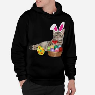 Easter Shirt Cat Funny Bunny Ears & Eggs Gift Hoodie | Crazezy