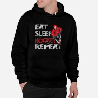 Eat Sleep Hockey Repeat For Boys With Puck And Stick Hoodie | Crazezy AU