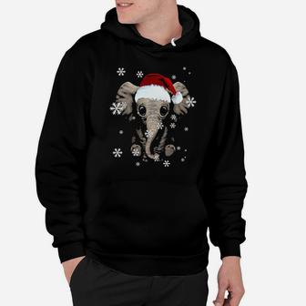 Elephant Santa Hat Snowflake Hoodie - Monsterry UK