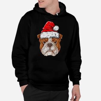 English Bulldog Christmas Dog Santa Hat Xmas Boys Kids Girls Hoodie | Crazezy