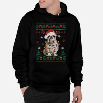 English Bulldog Christmas Lights Santa Dog Lover Ugly Sweate Sweatshirt Hoodie | Crazezy