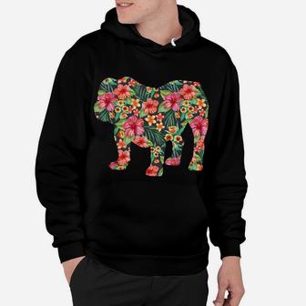 English Bulldog Flower T Shirt Dog Silhouette Floral Gift Hoodie | Crazezy CA