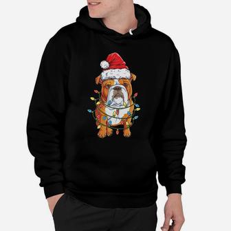 English Bulldog Santa Christmas Tree Lights Xmas Gifts Boys Sweatshirt Hoodie | Crazezy DE
