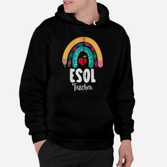 Esol Teacher, Funny Boho Rainbow For Teachers Zip Hoodie Hoodie | Crazezy
