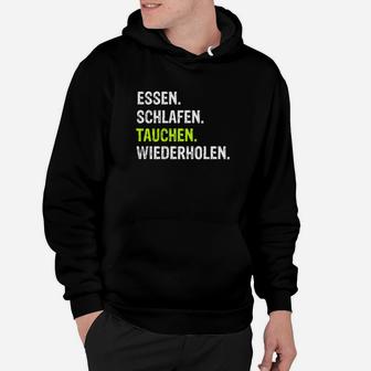 Essen Schlafen Tauchen Wiederholen Hoodie, Taucher Tee Schwarz - Seseable