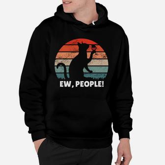 Ew People | Vintage Cat Drinking Wine | Funny Cat Lover Sweatshirt Hoodie | Crazezy CA