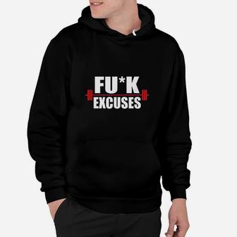 Excuses Exercise Lift Weights Barbell Censored Hoodie - Thegiftio UK