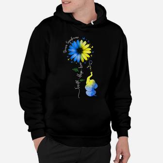 Faith Hope Love Down Syndrome Awareness Ribbon Yellow Blue Hoodie | Crazezy