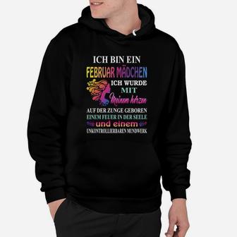 Februar Mädchen Geburtstags-Hoodie, Spruch mit Drachenmotiv - Seseable