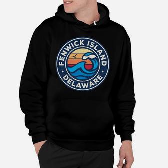 Fenwick Island Delaware De Vintage Nautical Waves Design Hoodie | Crazezy AU