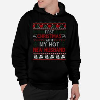 First Christmas With My Hot New Husband Matching Couple Sweatshirt Hoodie | Crazezy