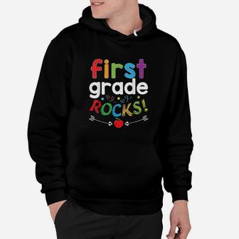 First Grade Rocks Funny 1St Graders N Teachers Hoodie | Crazezy DE