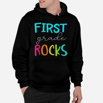 First Grade Rocks Shirt Team 1St Grade Teacher Hoodie | Crazezy CA