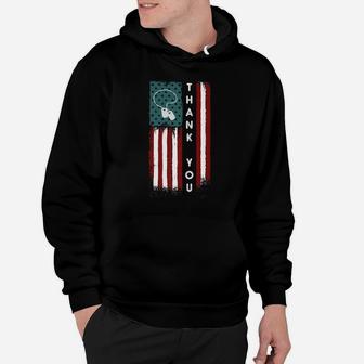 Flag And Dog Tag Military Thank You Hoodie | Crazezy