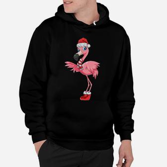 Flamingo Christmas Gift Xmas Santa Claus Pink Cute Flamingo Hoodie | Crazezy