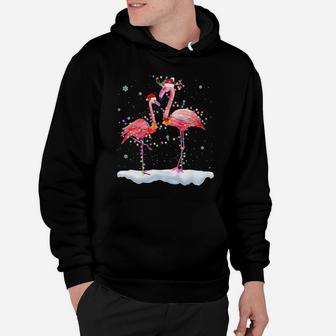 Flamingo Christmas Tree Santa Hat Xmas Light Merry Christmas Sweatshirt Hoodie | Crazezy
