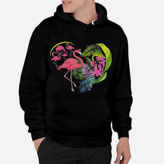 Flower Nature Hibiscus Monstera Leaves Heart Floral Flamingo Hoodie | Crazezy