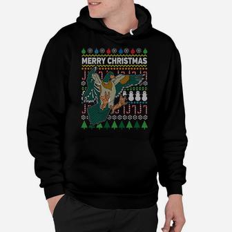 Flying Mallard Duck Merry Christmas Ugly Xmas Design Sweatshirt Hoodie | Crazezy