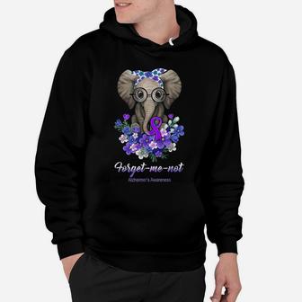 Forget Me Not Alzheimer's Awareness Elephant Flower Hoodie | Crazezy