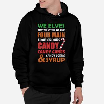 Four Main Food Groups Elf Funny Christmas Family Matching Hoodie | Crazezy