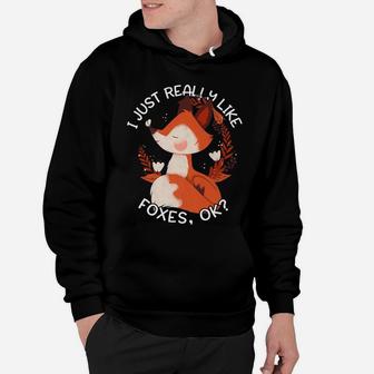 Fox Gift For Women Girls I Just Really Like Foxes Ok Hoodie | Crazezy