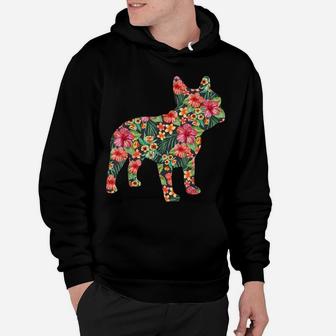 French Bulldog Flower T Shirt Floral Frenchie Dog Silhouette Hoodie | Crazezy