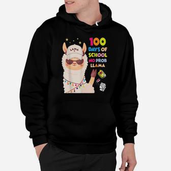 Funny 100 Days Of School No Probllama Llama Wearing Cap Kids Hoodie | Crazezy
