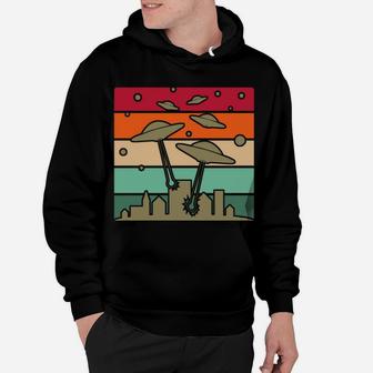 Funny Alien I Was Abducted By Aliens Retro Sunset Vintage Hoodie | Crazezy DE