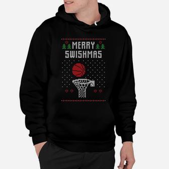 Funny Basketball Ugly Christmas Sweater Gift Merry Swishmas Hoodie | Crazezy AU