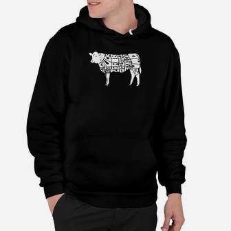 Funny Bbq Grilling For Men Cow Meat Cuts Chart Tee Hoodie - Thegiftio UK