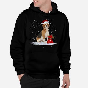 Funny Beagle Christmas Santa Hat Animal Gift Kids Hoodie | Crazezy