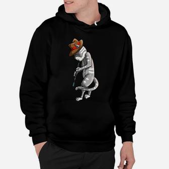 Funny Cat Playing Oboe | Cool Animal Pipe Musician Love Gift Hoodie | Crazezy DE