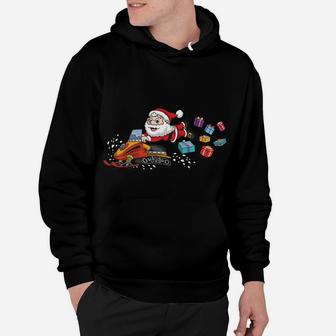 Funny Christmas Santa Claus Riding Snowmobile Kids Gifts Hoodie | Crazezy